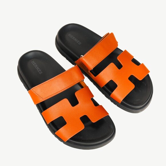Hermes Chypre Naturel Leather Techno-Sandals - Picture 1 of 12